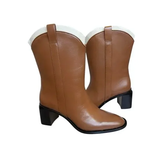 NEW Everlane The Outlaw Boot Saddle Brown Leather Boots Size 8 - Picture 6 of 8